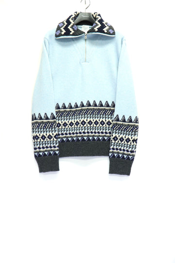 fluss  fairisle half zip crochet collar knit