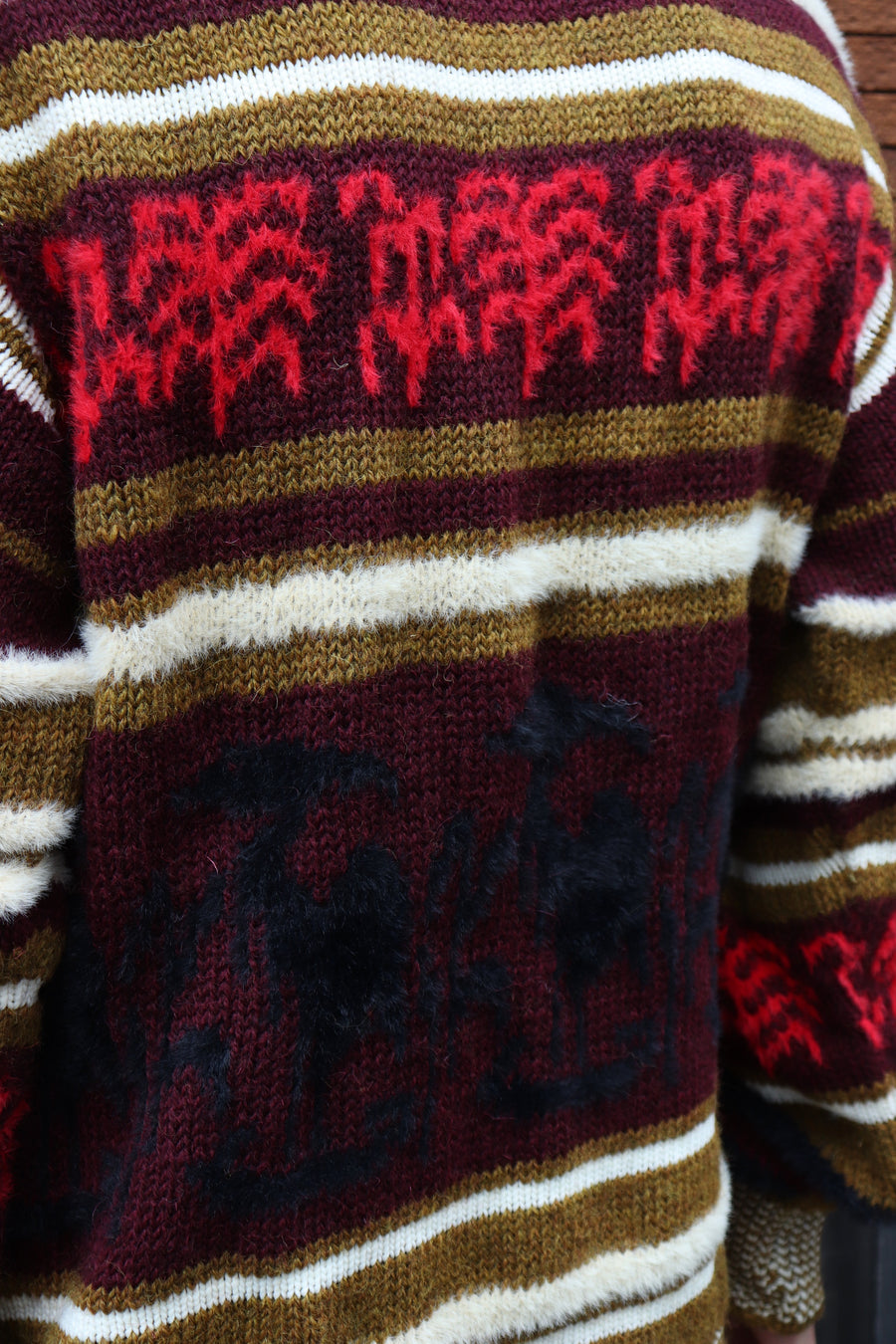 TOGA VIRILIS  Wool jacquard knit pullover(DARK RED)