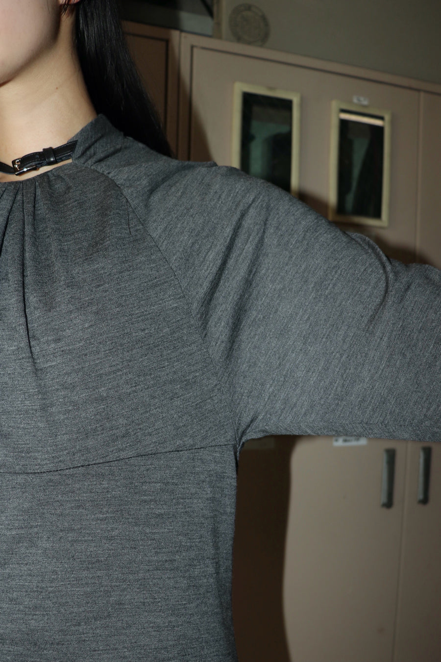 FETICO  Wool gathered long sleeve top(GRAY)