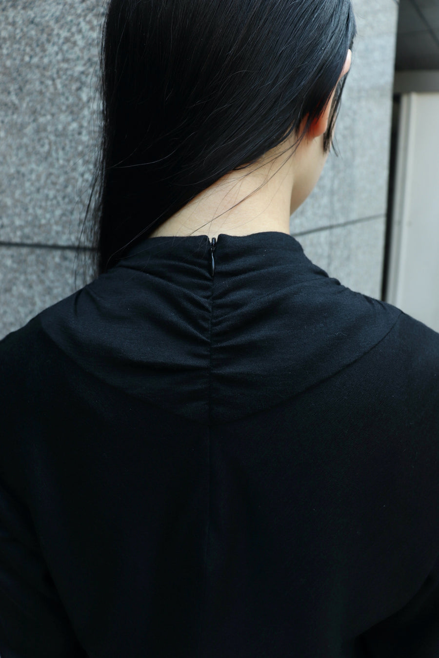 FETICO  Wool gathered long sleeve top(BLACK)