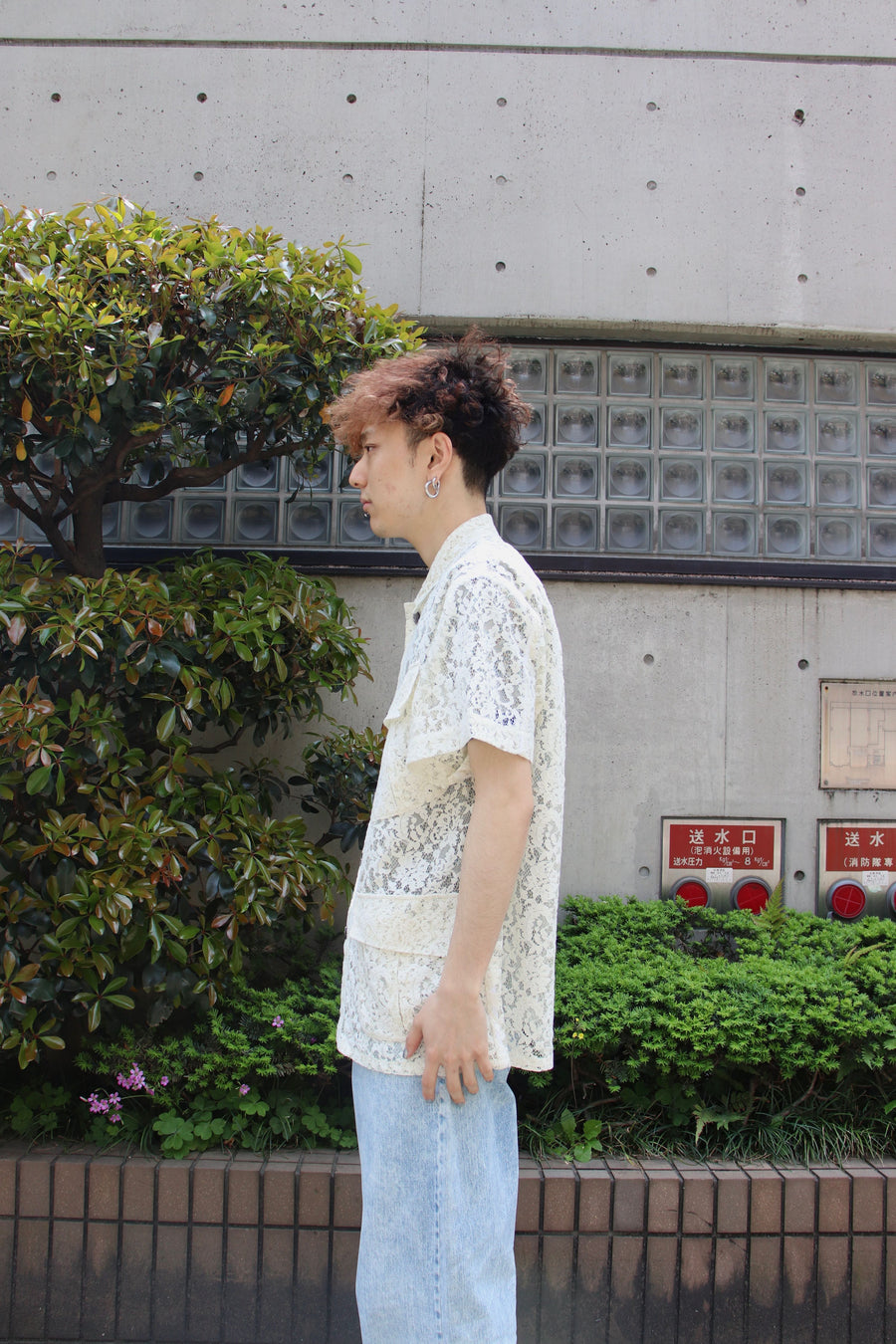 Urig  LACE FATIGUE SHIRT SS(OFF WHITE)