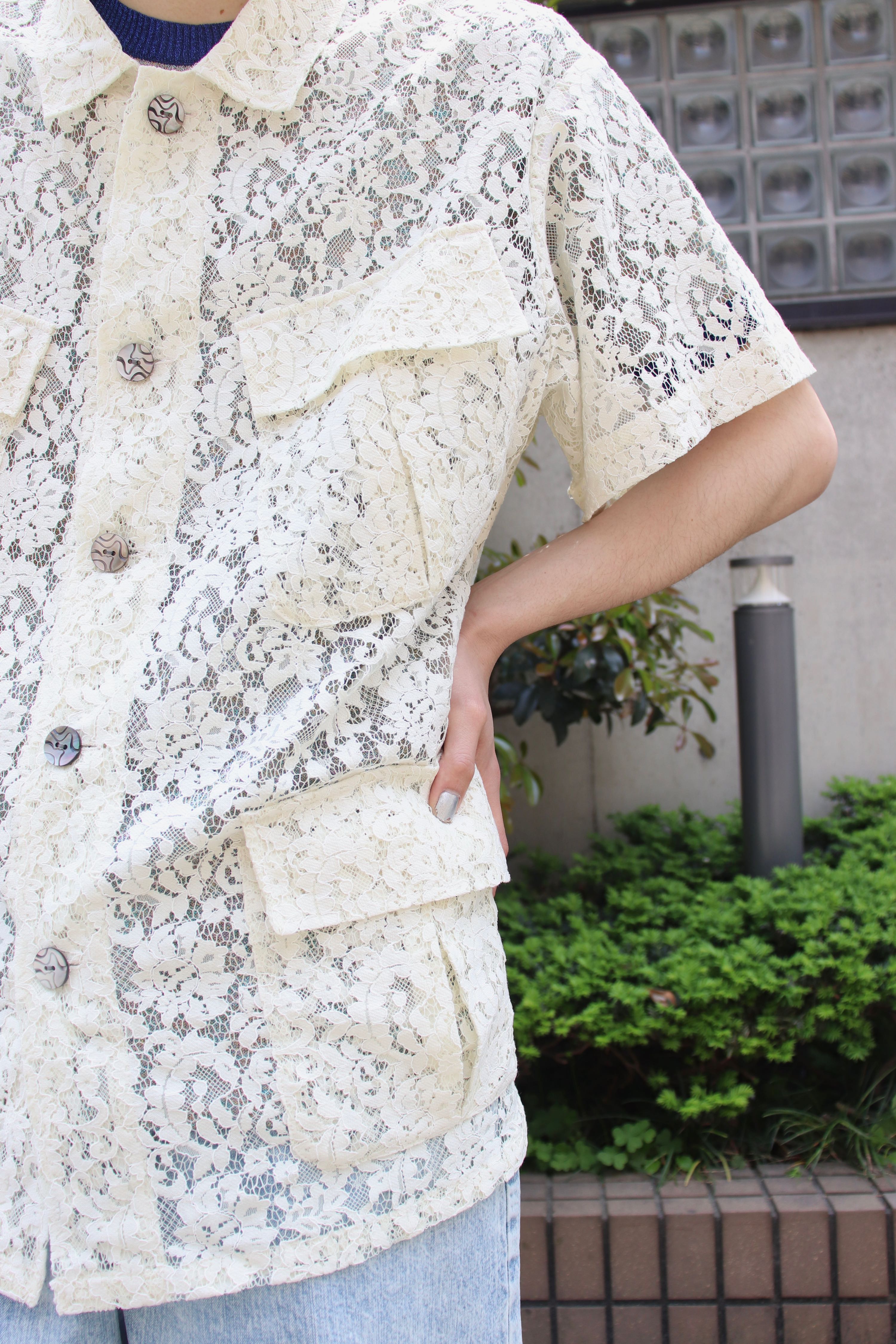 Urig（ウーリッヒ）のLACE FATIGUE SHIRT SS OFF WHITE（シャツ）の 