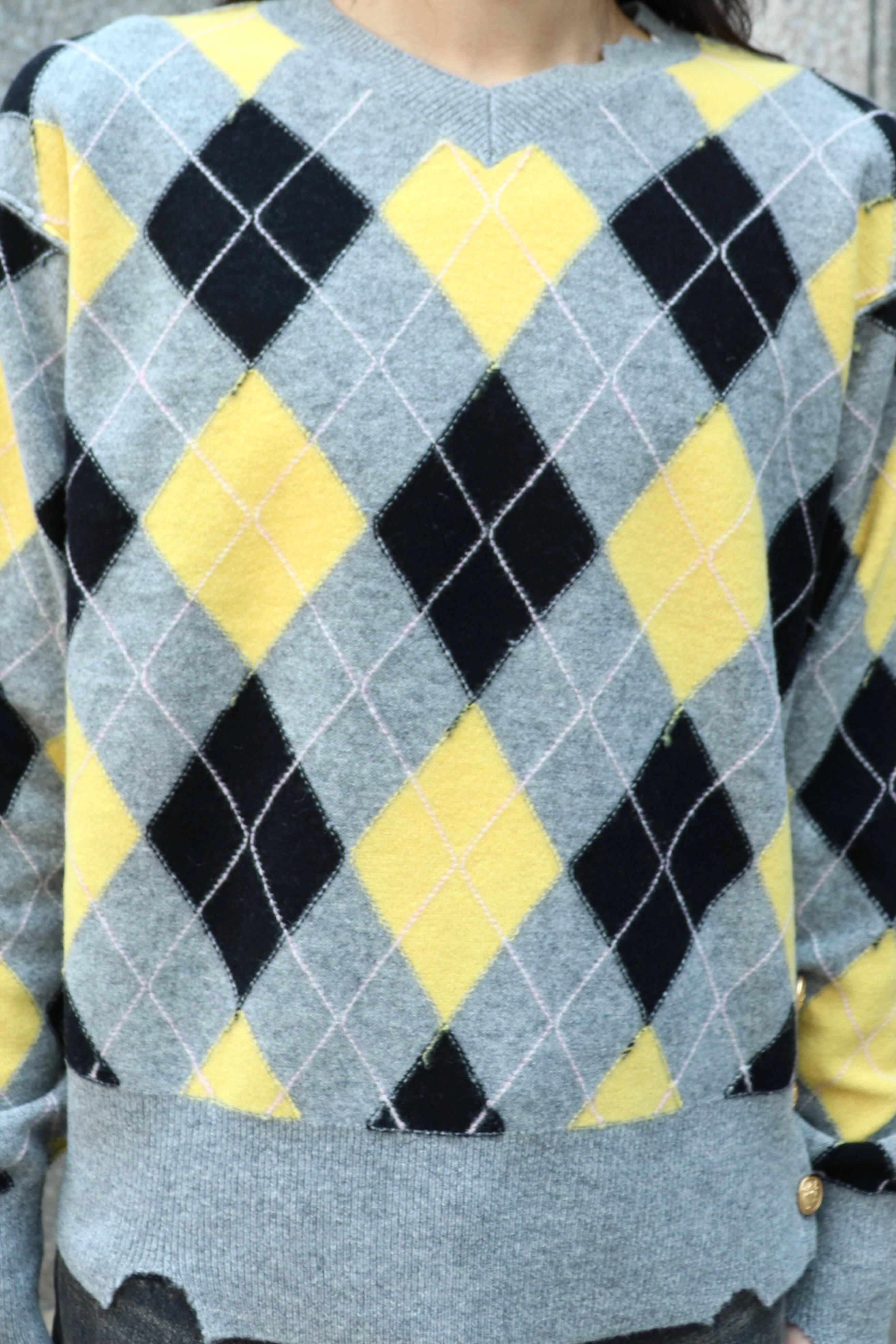MASU(エムエーエスユー)のDIAMOND SCRAPED SWEATER LEMONの通販