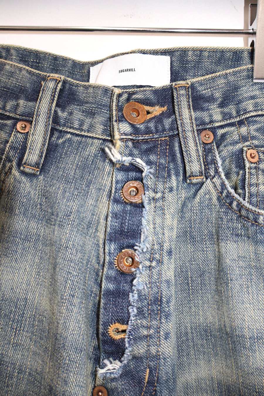 SUGARHILL  DAMAGED MODERN DENIM PANTS WIDE CUT