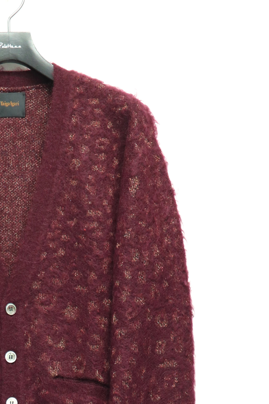 Taiga Igari  Leopard Glitter Cardigan(Wine)