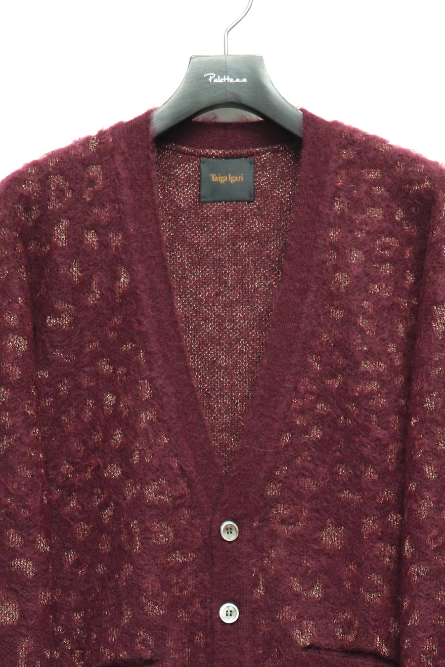 Taiga Igari  Leopard Glitter Cardigan(Wine)