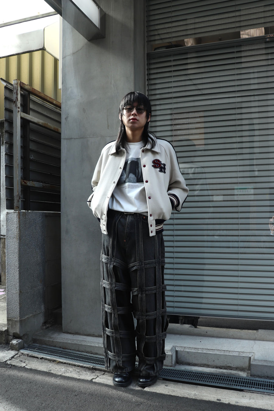 SUGARHILL  CAGED DENIM PANTS(BLACK)