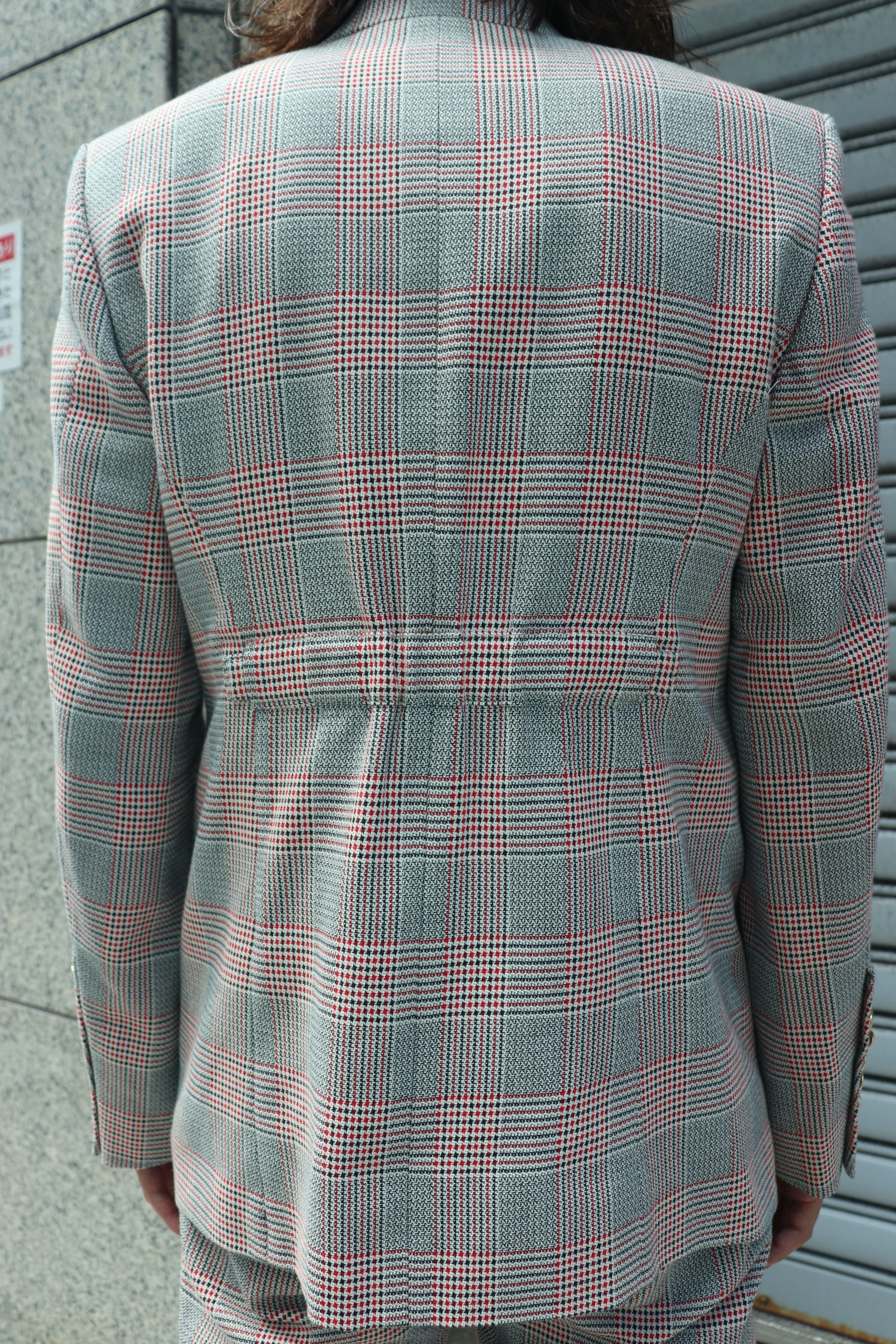Masu's GLEN PLAID TAILORED JACKET RED mail order | Palette Art