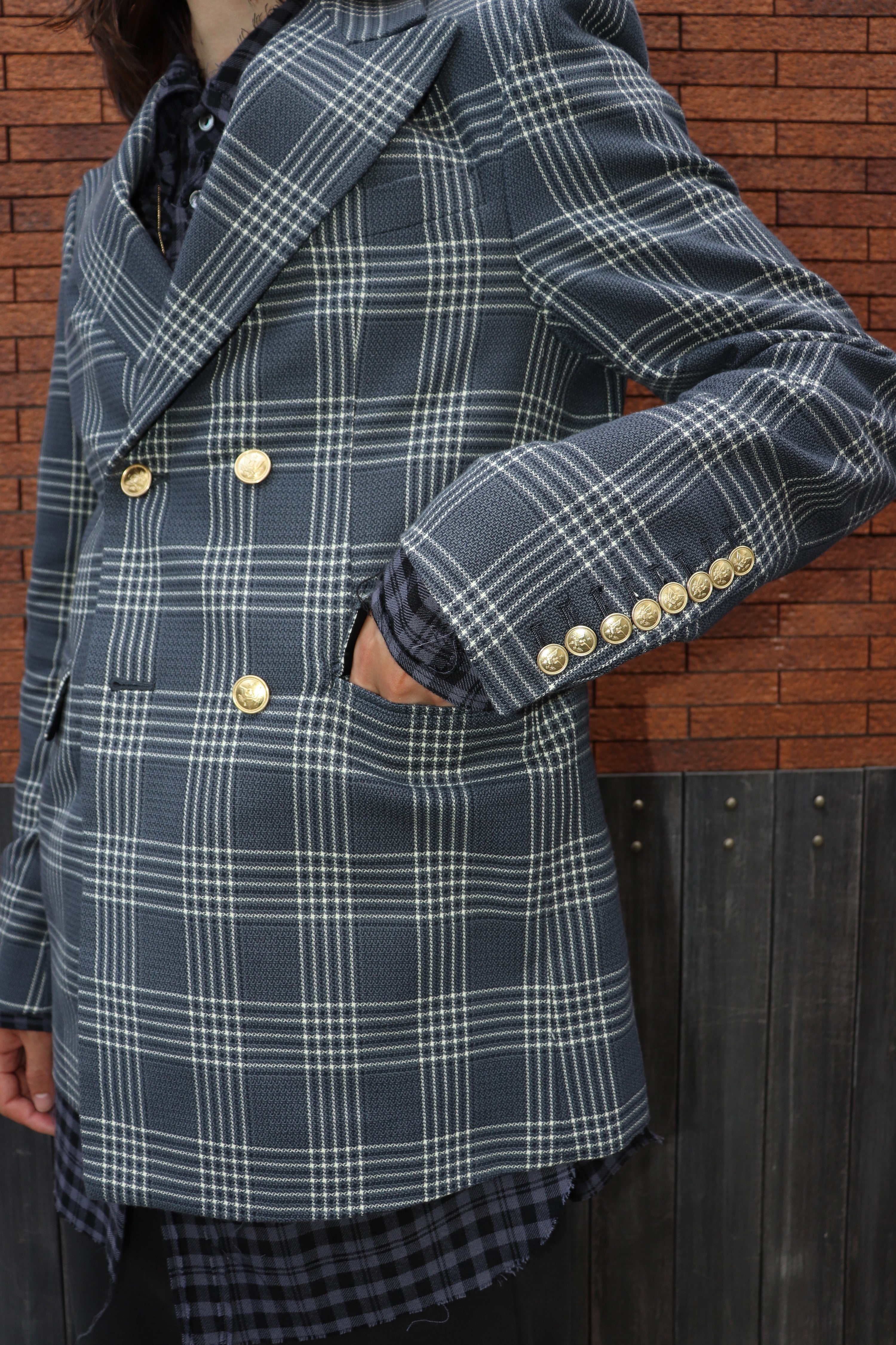 MASU(エムエーエスユー)のGLEN PLAID TAILORED JACKET CHARCOALの通販