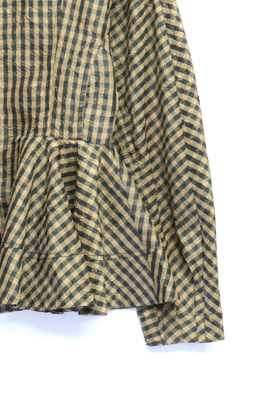 GANNI(ガニー)のCrinkled Taffeta Check Peplum Shirtの通販｜PALETTE 