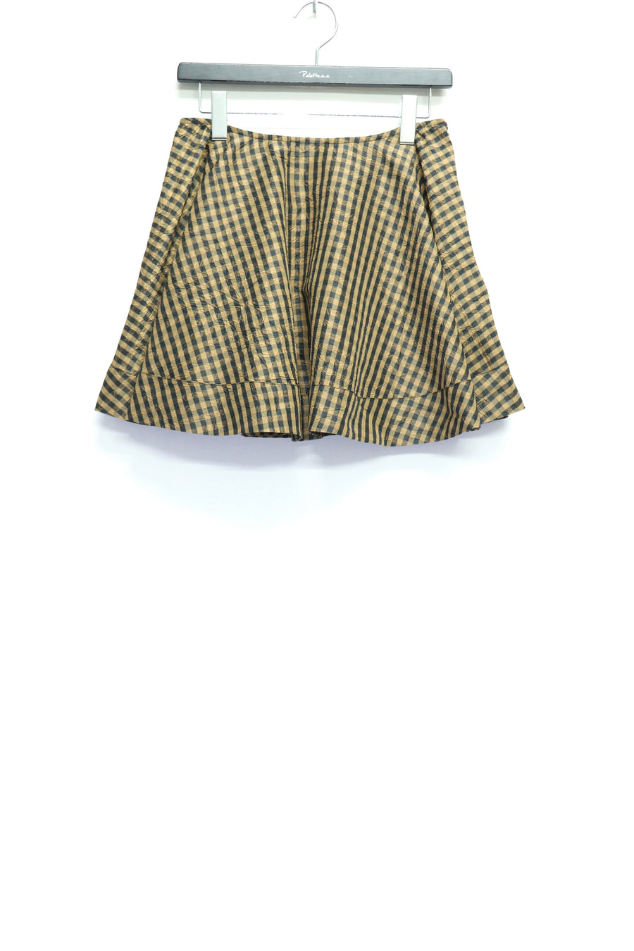 GANNI(ガニー)のCrinkled Taffeta Check Mini Circle Skirtの通販 