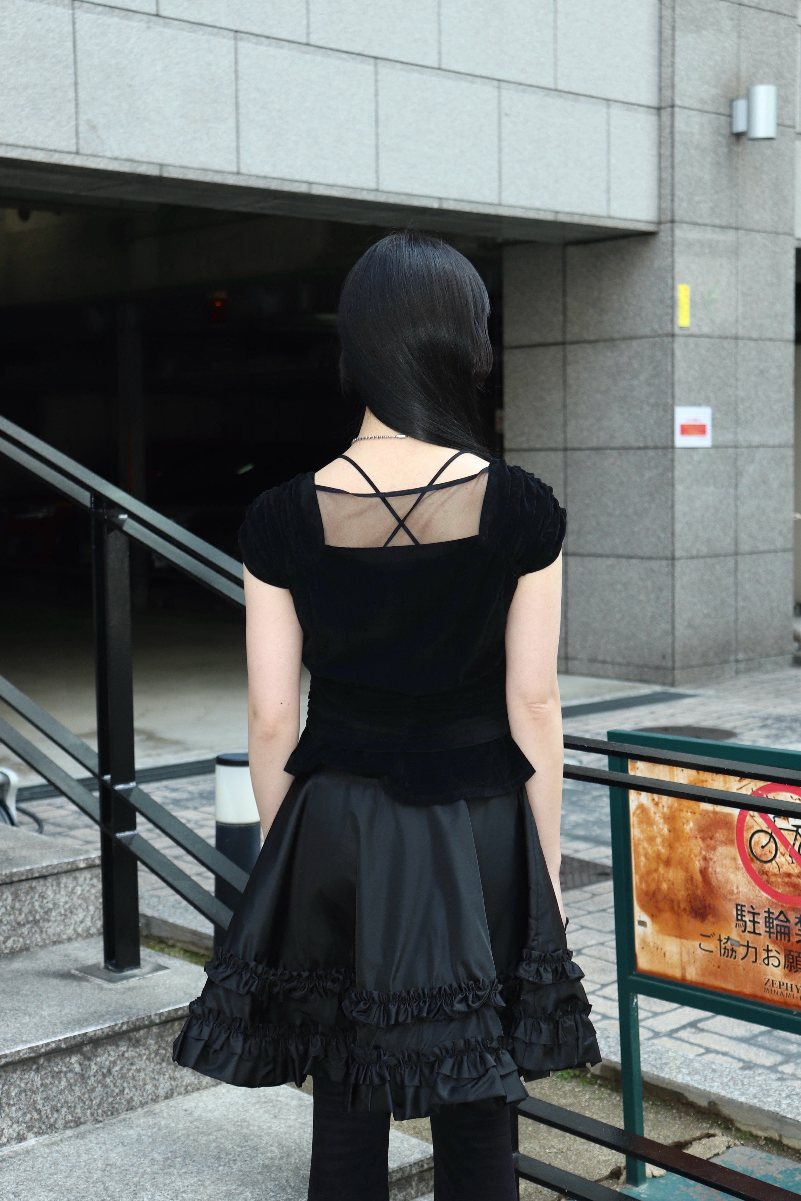 【26SS】FETICO VELVET TULLE GATHERED TOP 黒 FETICO(フェティコ)のVELVET TULLE GATHERED TOPの通販｜PALETTE art