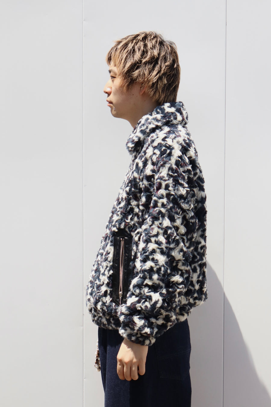SUGARHILL(シュガーヒル)のJACQUARD FUR ZIP JACKET WHITE JACQUARDの