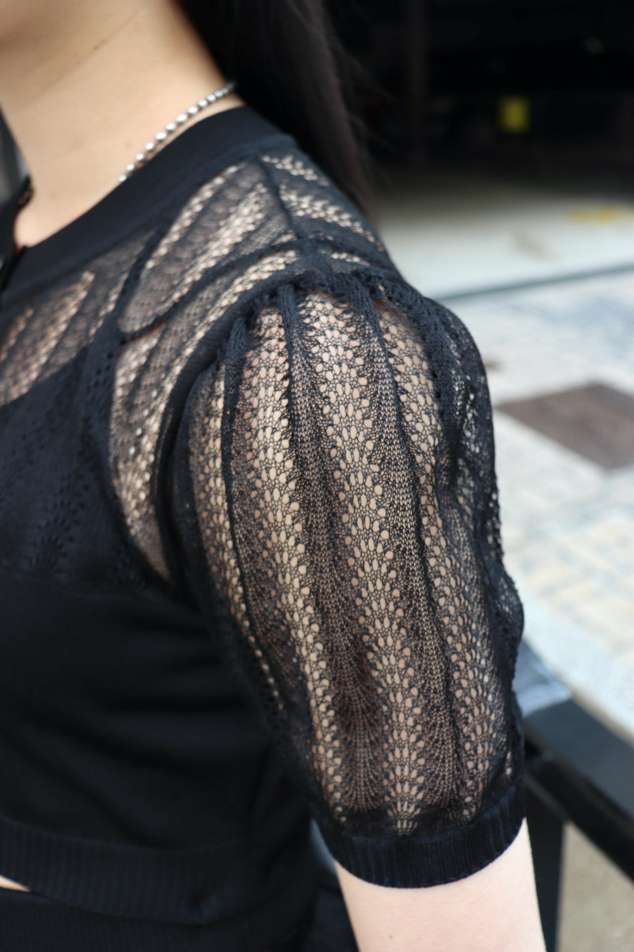 FETICO(フェティコ)のCONVERTIBLE SHEER STRIPE KNIT CARDIGANの通販