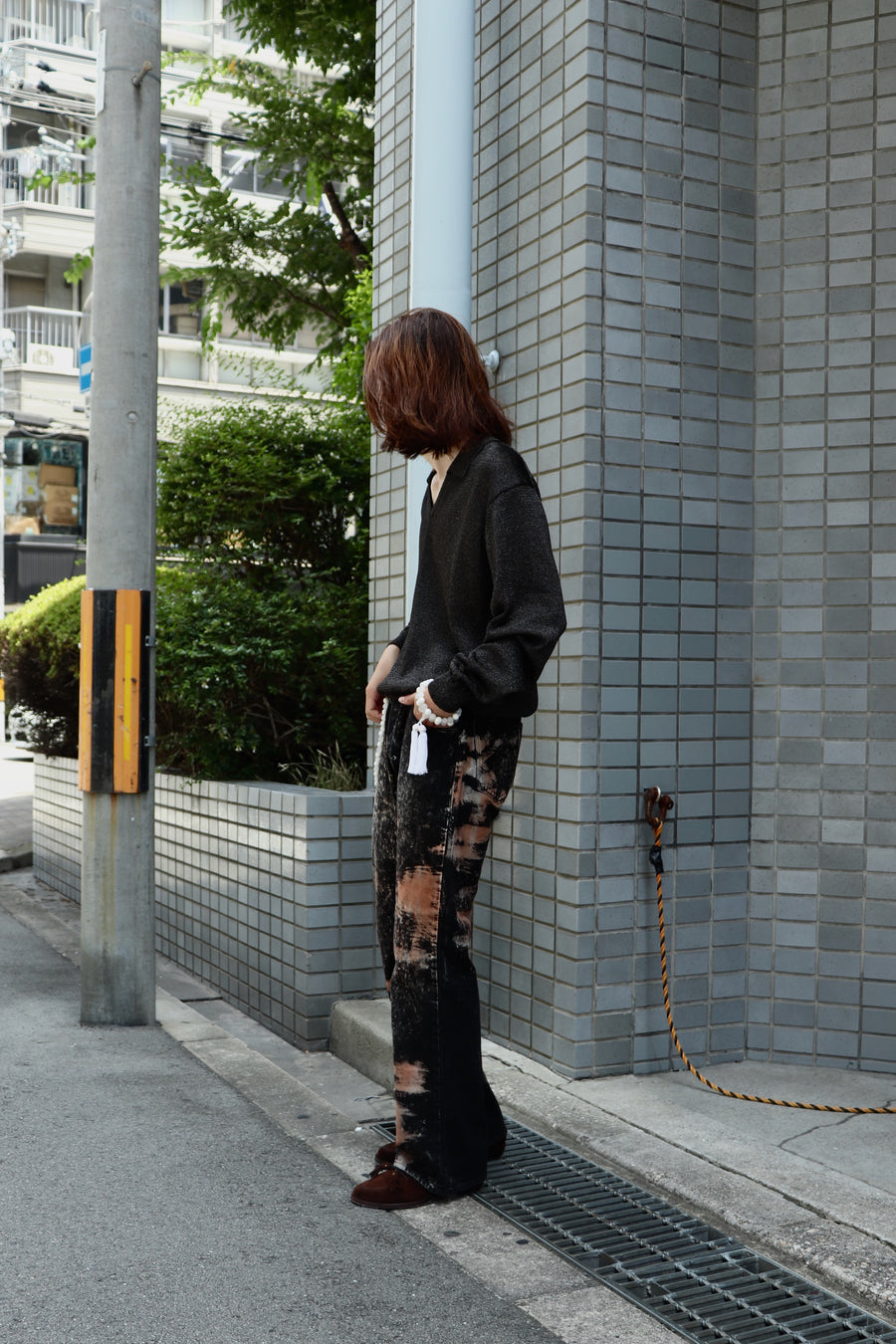 SOSHIOTSUKI  THE FRONT LOWRISED DENIM PANTS(BLACK BROWN)