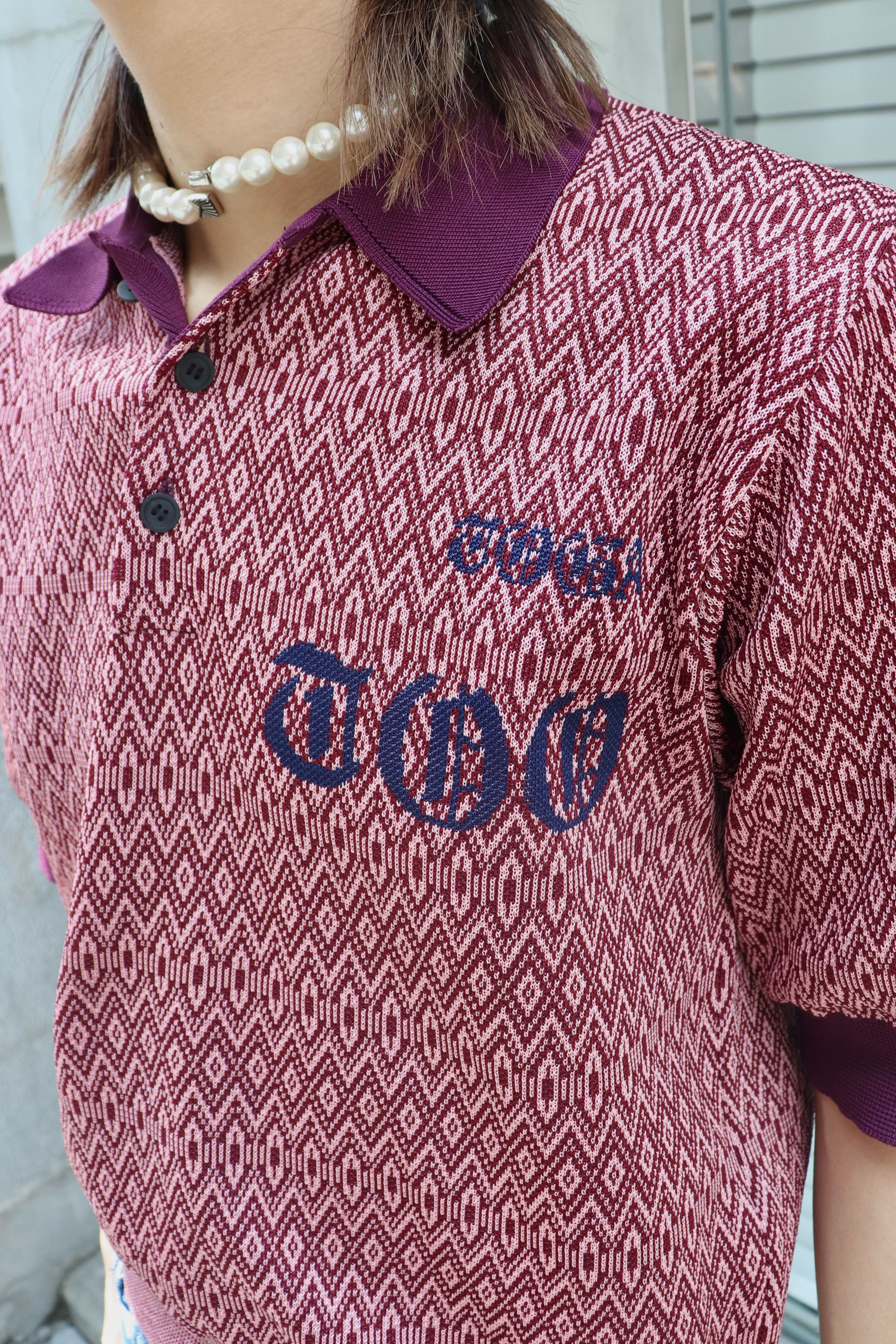 TOGA VIRILIS(トーガ ビリリース)のLogo knit polo shirt PINKの