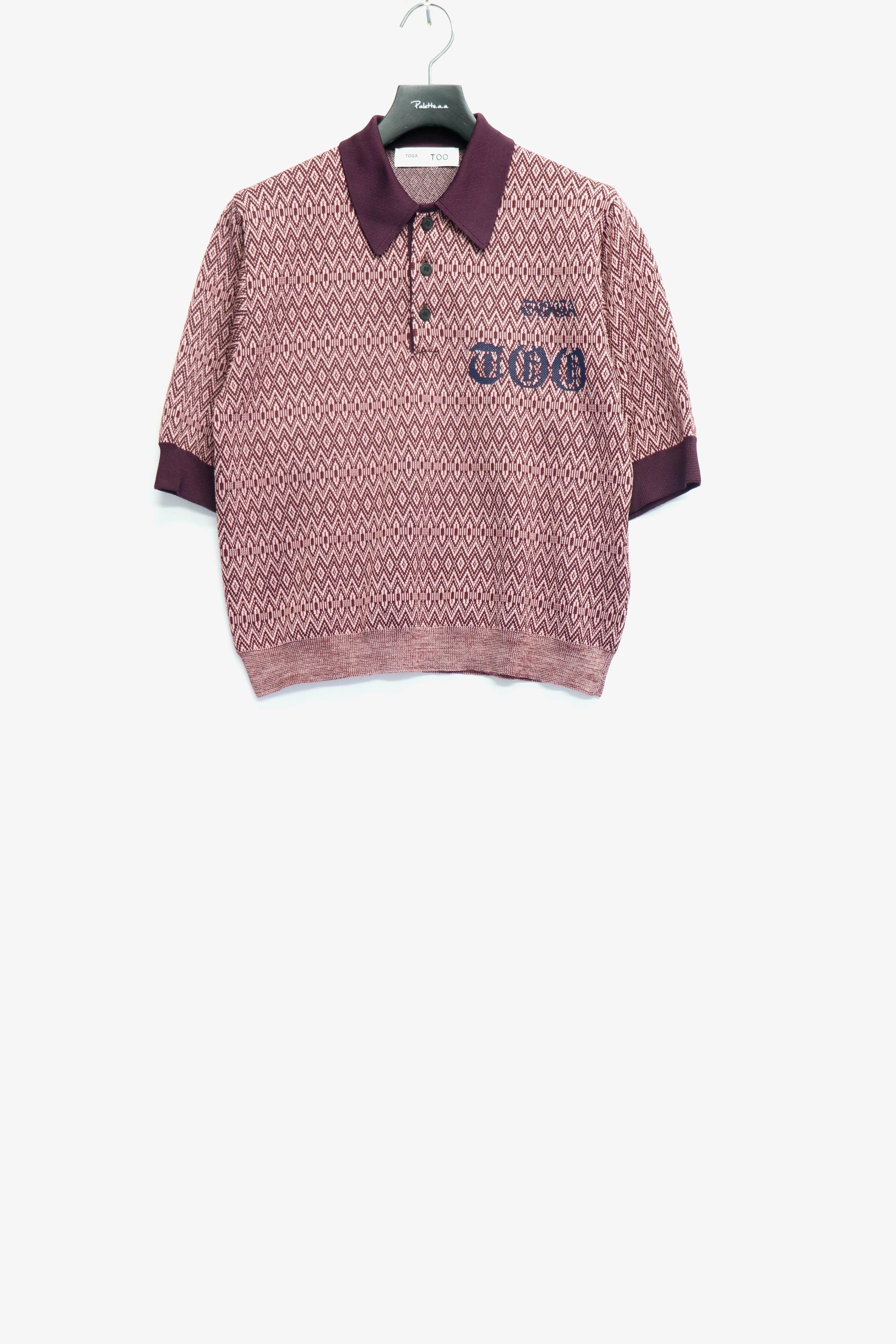 TOGA VIRILIS(トーガ ビリリース)のLogo knit polo shirt PINKの通販