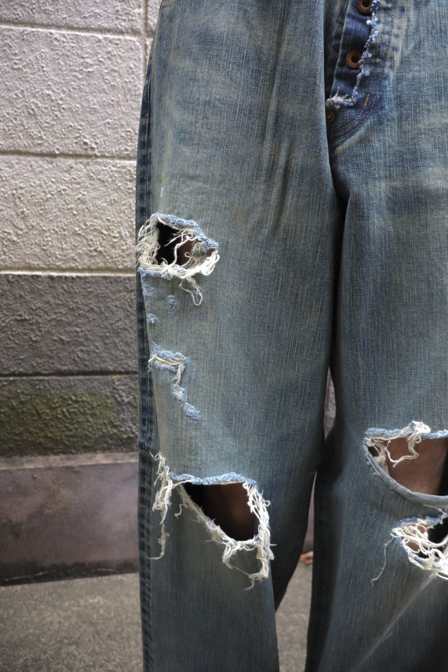 SUGARHILL  DAMAGED MODERN DENIM PANTS WIDE CUT