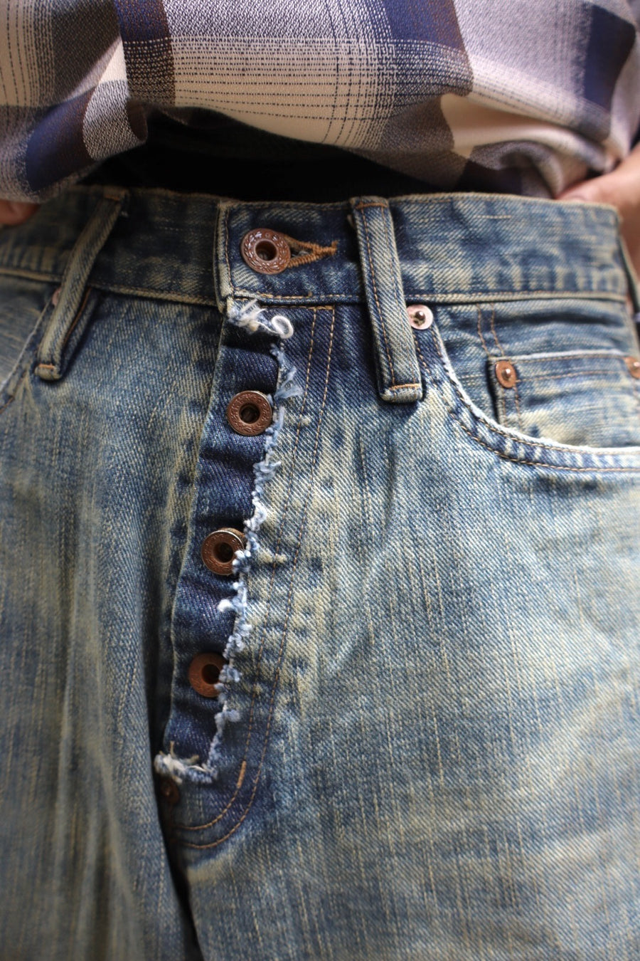 SUGARHILL  DAMAGED MODERN DENIM PANTS WIDE CUT