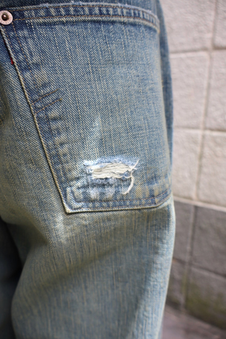 SUGARHILL  DAMAGED MODERN DENIM PANTS WIDE CUT