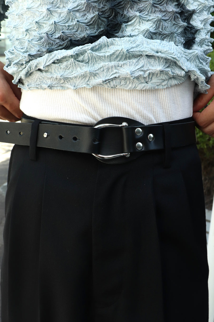 MASU  LEATHER BELT(BLACK)