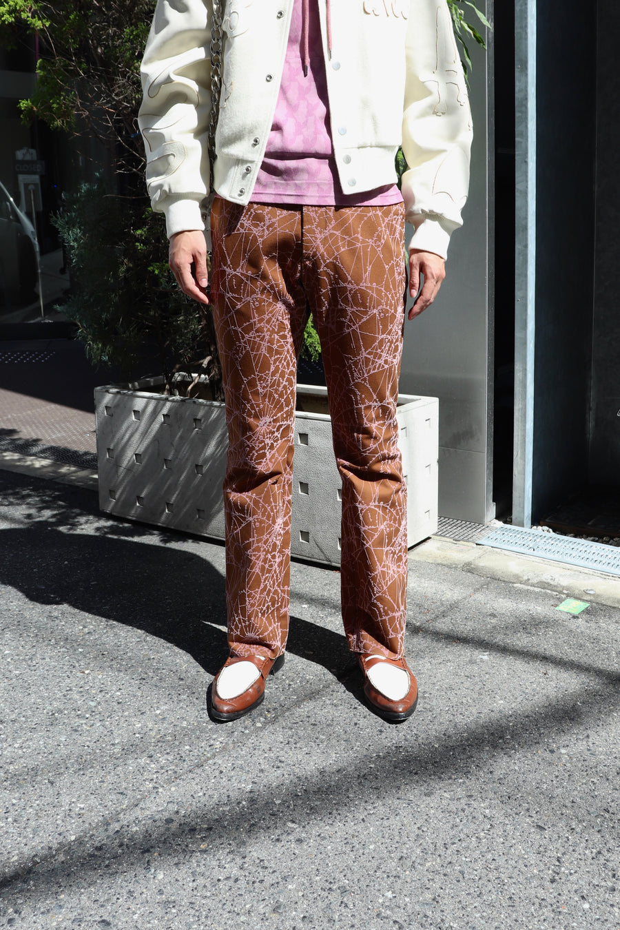 MASU  FLOCKY WEB FLARE PANTS(BROWN)