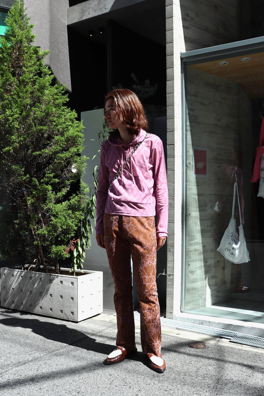 MASU  FLOCKY WEB FLARE PANTS(BROWN)