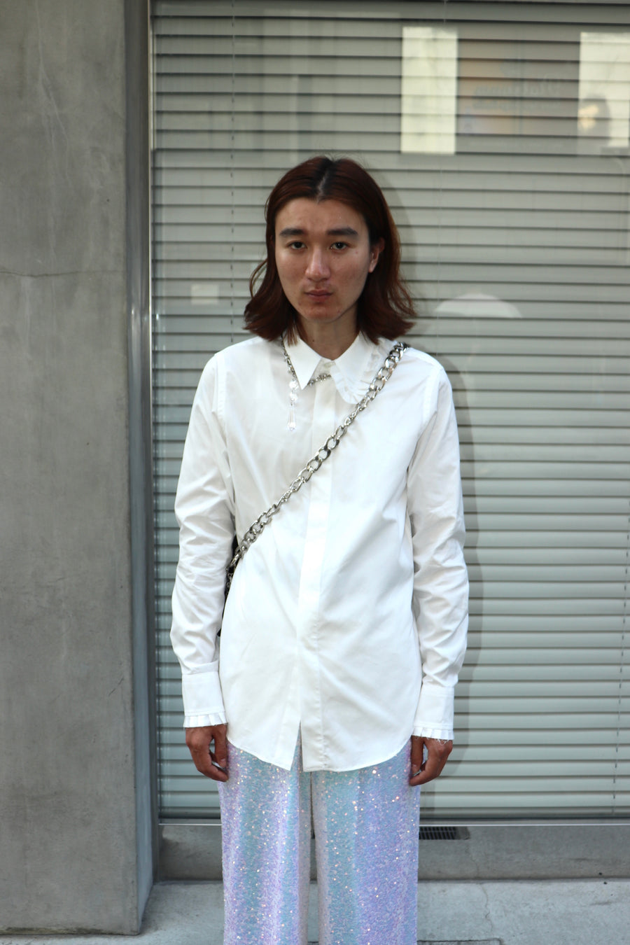 MASU  FRILL DRESS SHIRT(WHITE)