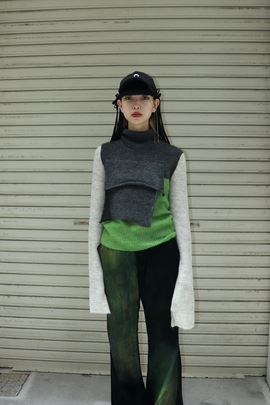 Mohair High Neck Knit Green's mail order of kotohayokozawa