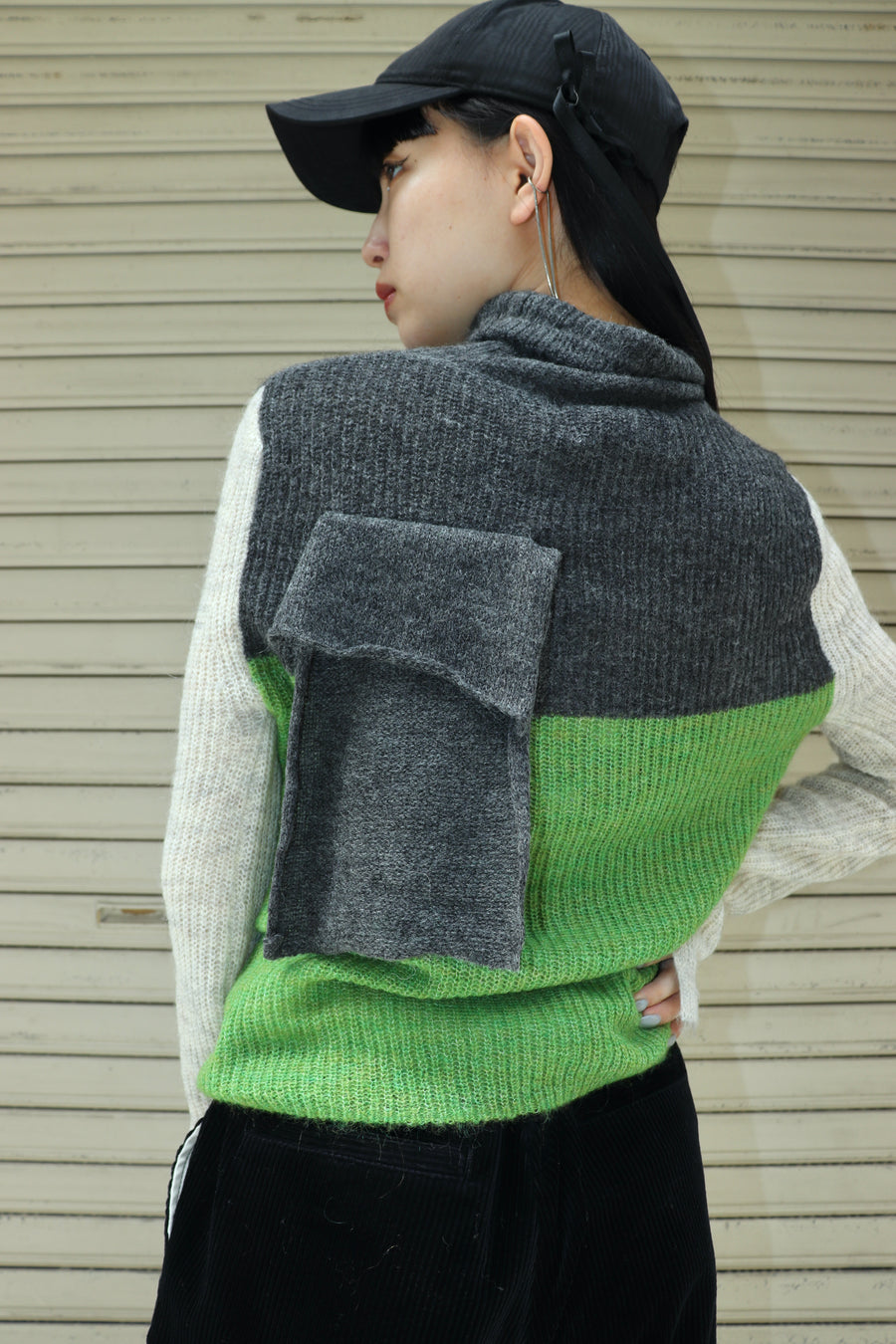 Mohair High Neck Knit Green's mail order of kotohayokozawa