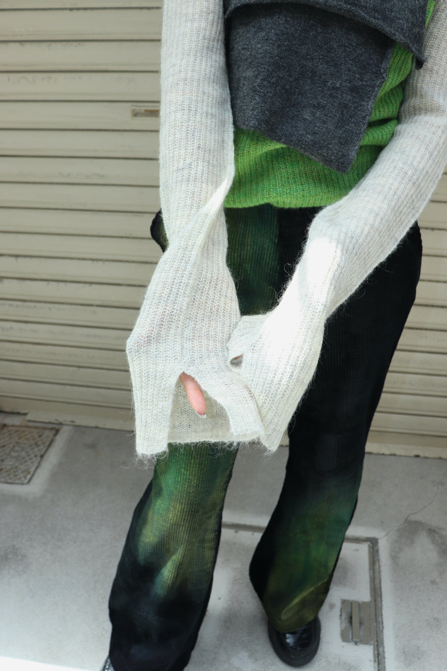 kotohayokozawa  MOHAIR HIGH NECK KNIT(GREEN)