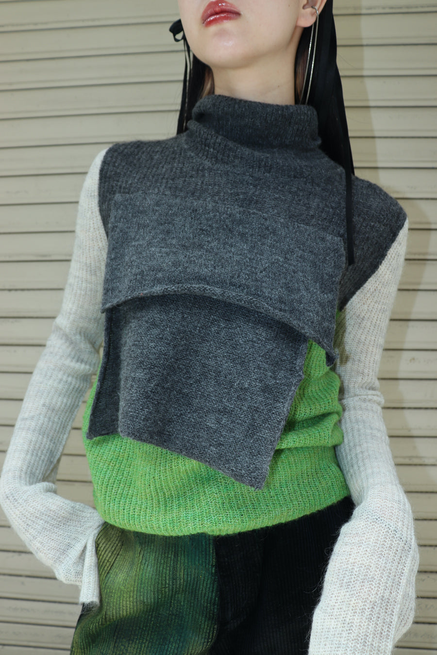 Mohair High Neck Knit Green's mail order of kotohayokozawa