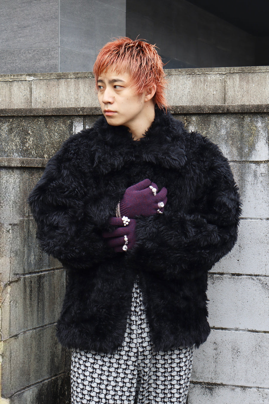 doublet  KNIT GLOVES WITH RINGS(PURPLE)