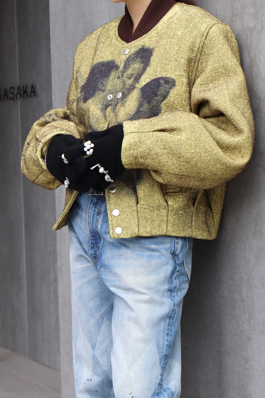 doublet  KNIT GLOVES WITH RINGS(BLACK)