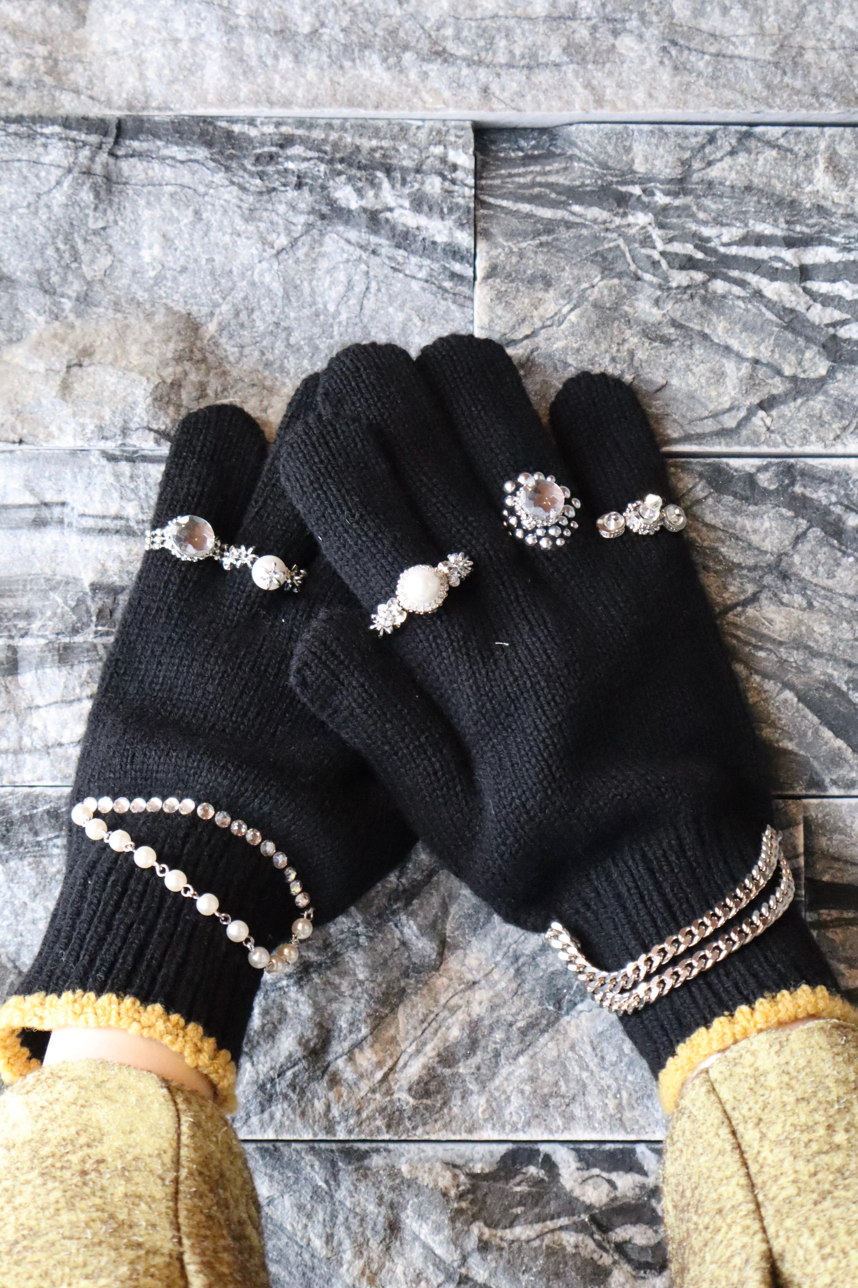 ＜doublet＞KNIT GLOVES WITH RINGS　25aw KNIT GLOVES WITH RINGS-ニットグローブウィズリング-doublet