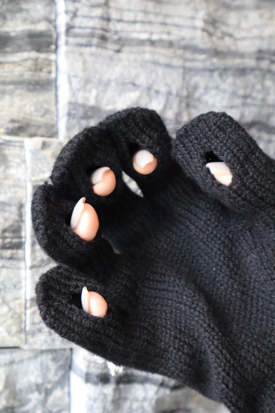 doublet  KNIT GLOVES WITH RINGS(BLACK)