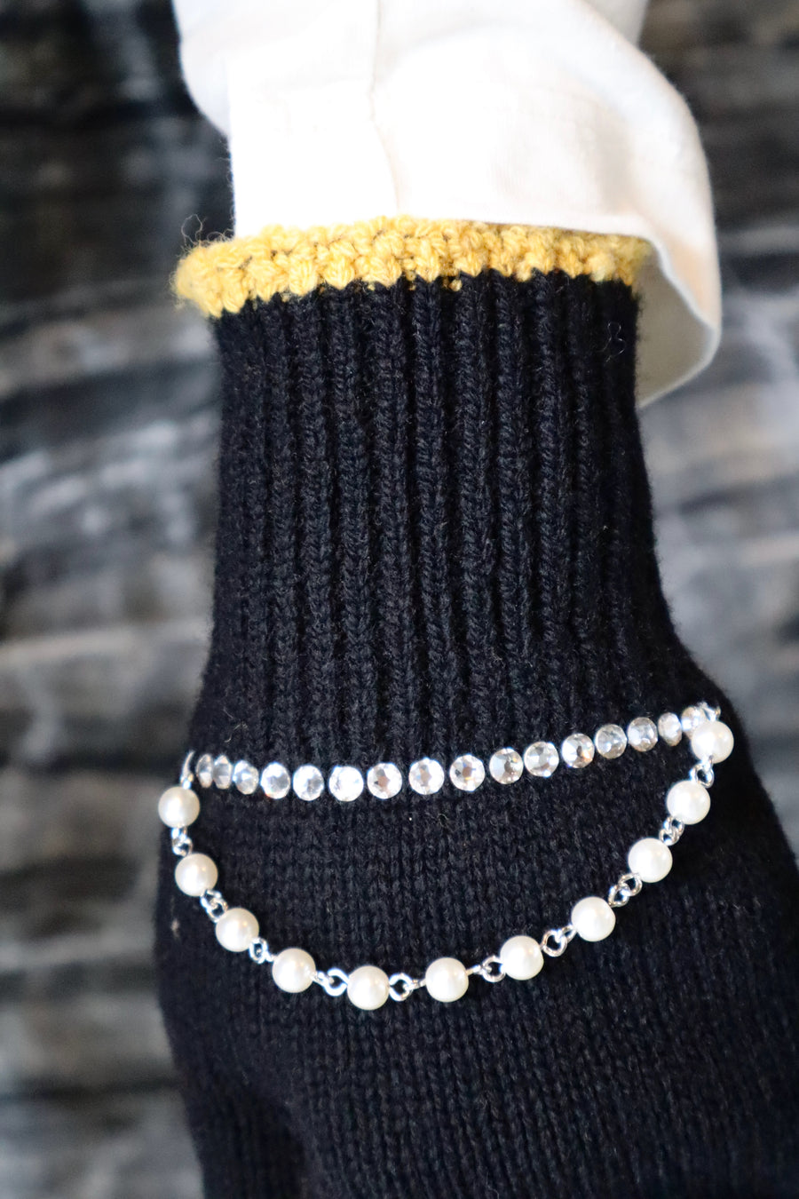 doublet  KNIT GLOVES WITH RINGS(BLACK)