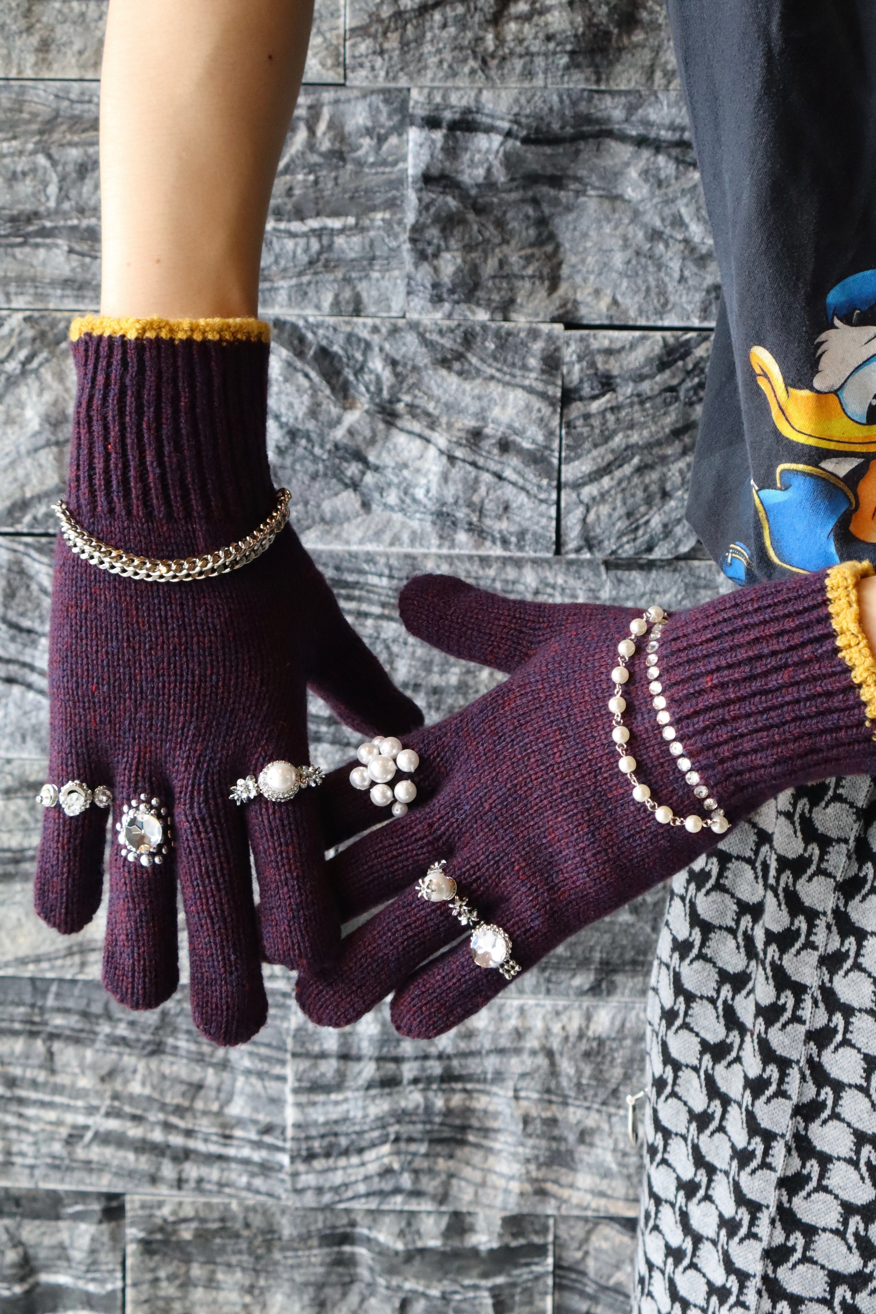 ＜doublet＞KNIT GLOVES WITH RINGS　25aw KNIT GLOVES WITH RINGS-ニットグローブウィズリング-doublet