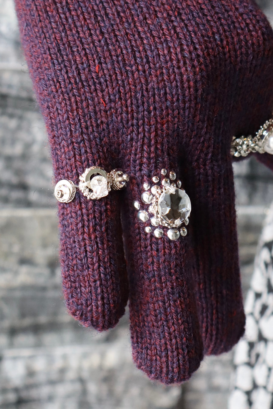 doublet  KNIT GLOVES WITH RINGS(PURPLE)