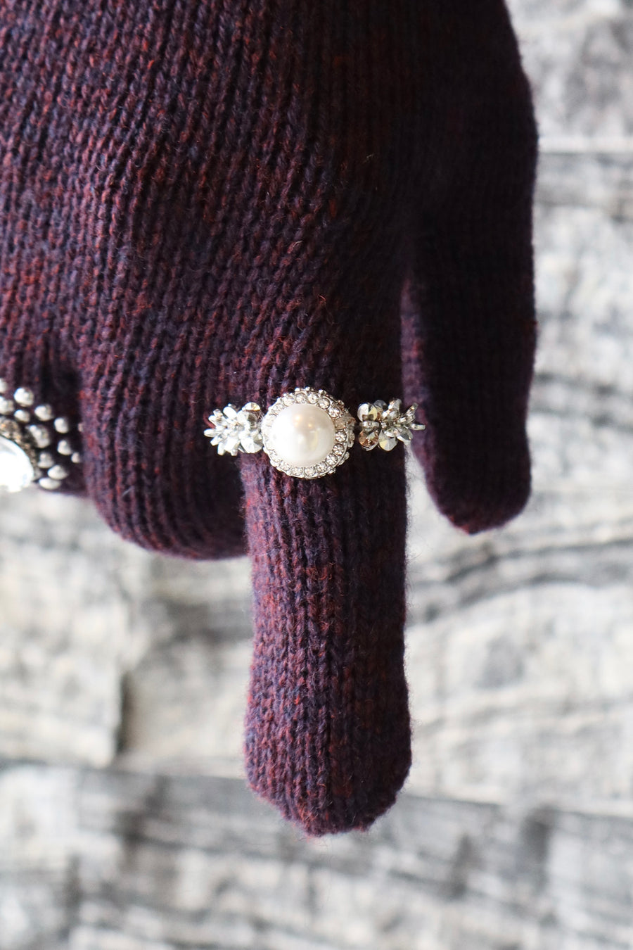 doublet  KNIT GLOVES WITH RINGS(PURPLE)