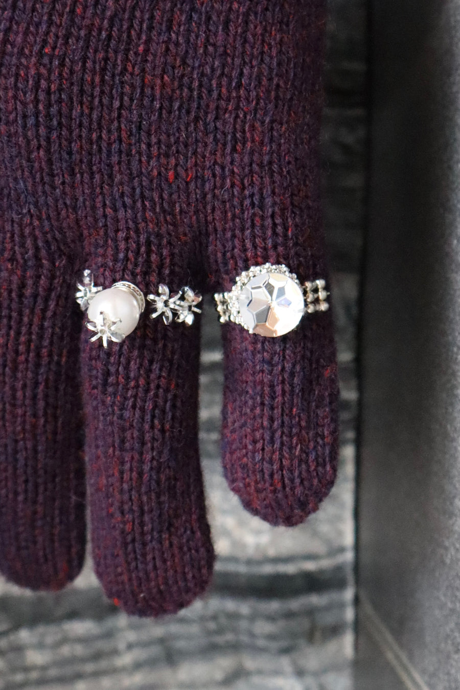 doublet  KNIT GLOVES WITH RINGS(PURPLE)