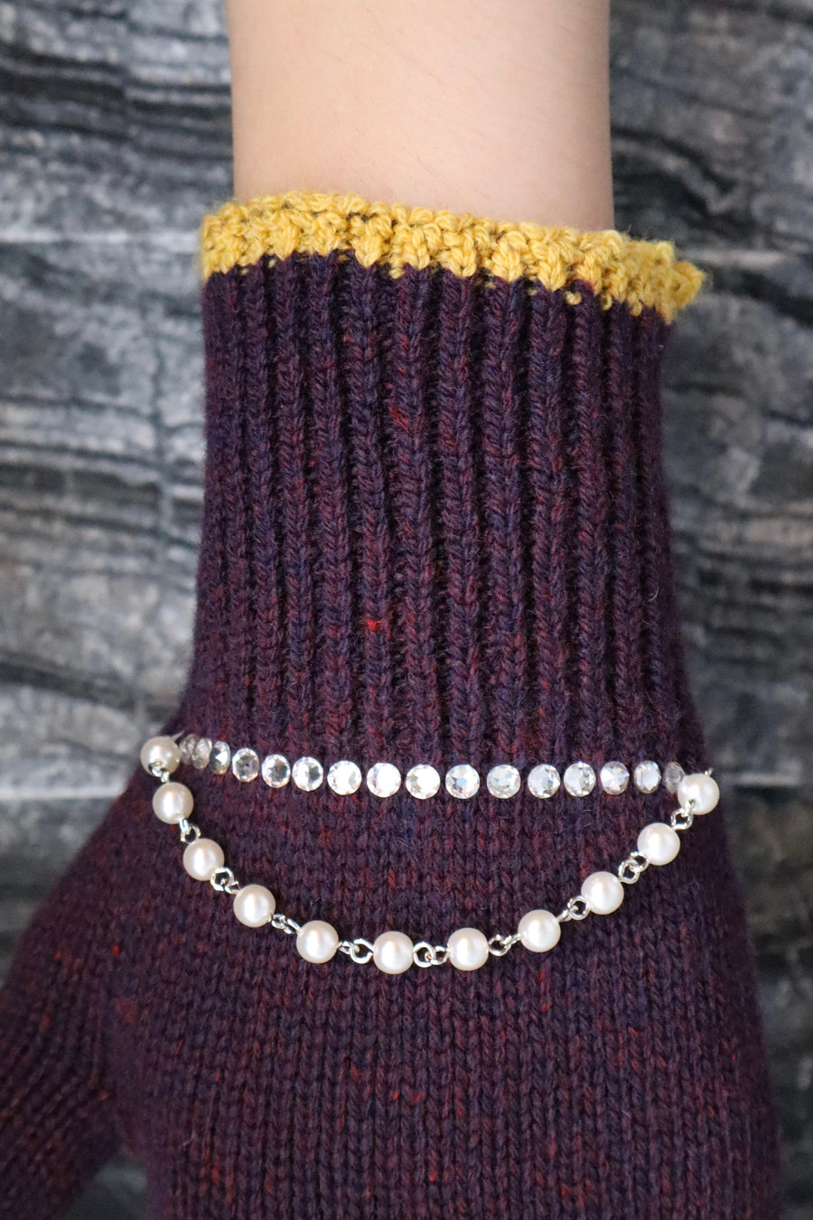 doublet  KNIT GLOVES WITH RINGS(PURPLE)