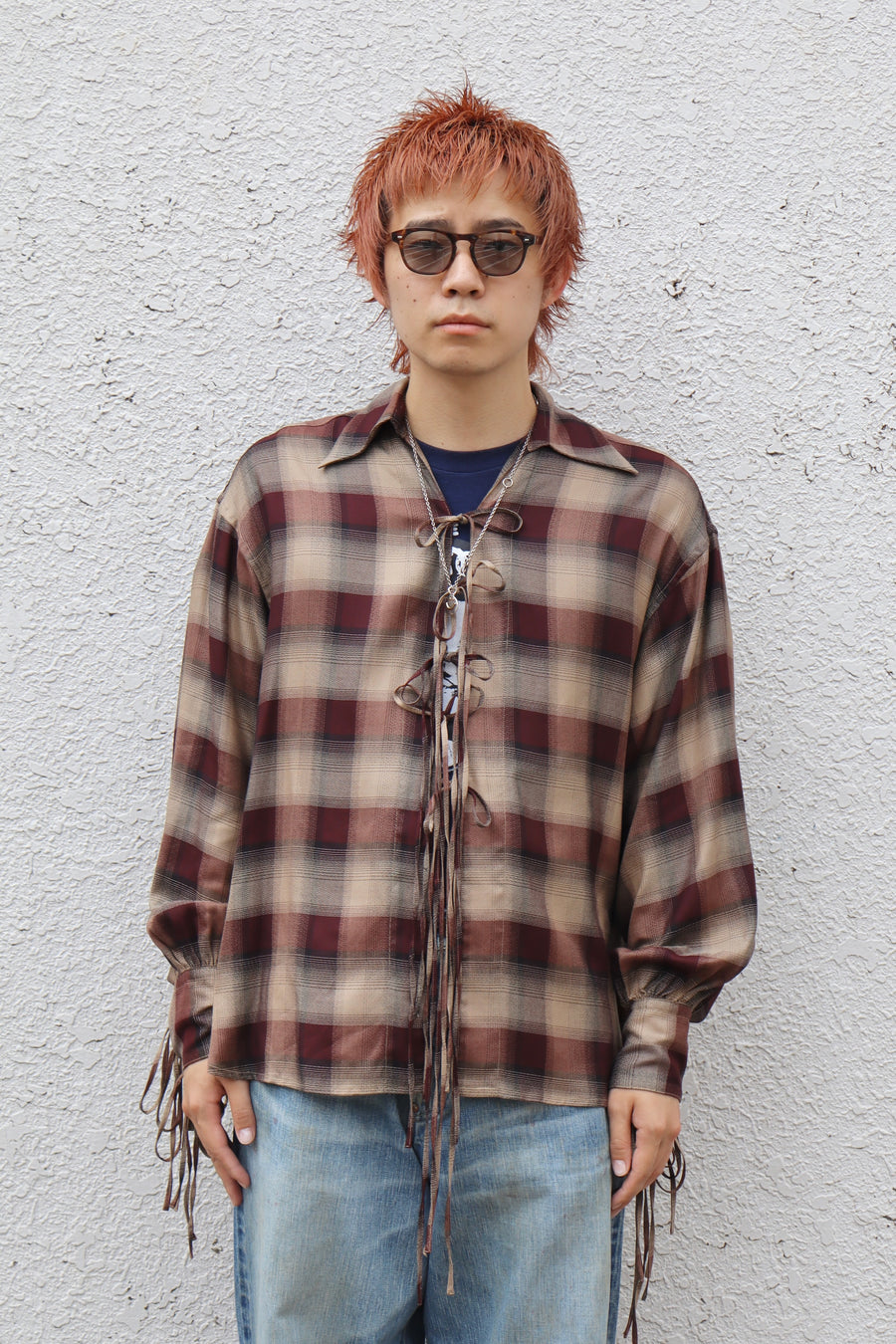 SUGARHILL  PLAID STRING SHIRTS(WINE RED)