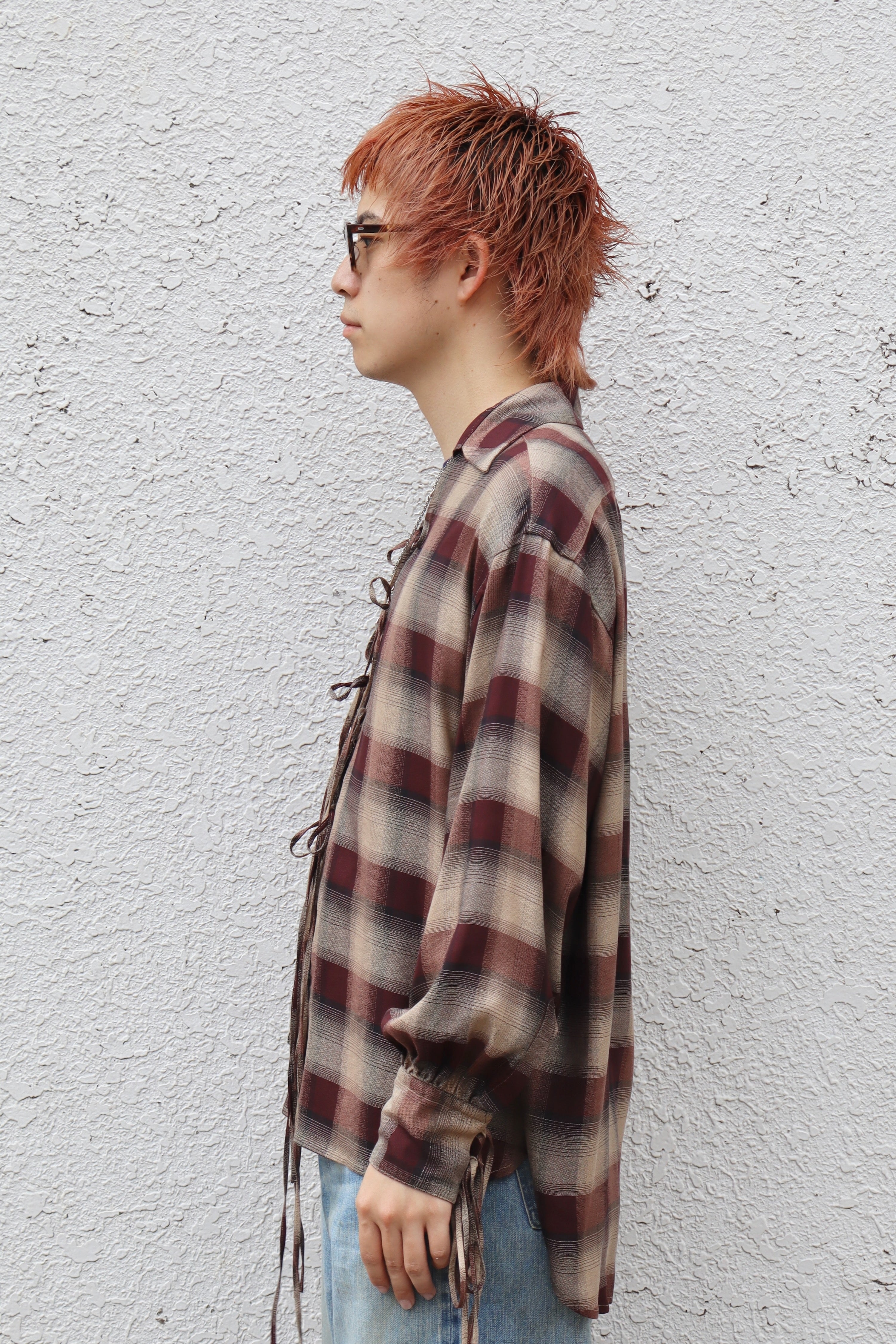 トップス 25AW SUGERHILL PLAID STRING SHIRTS SUGARHILL(シュガーヒル)のPLAID STRING SHIRTS WINE REDの通販