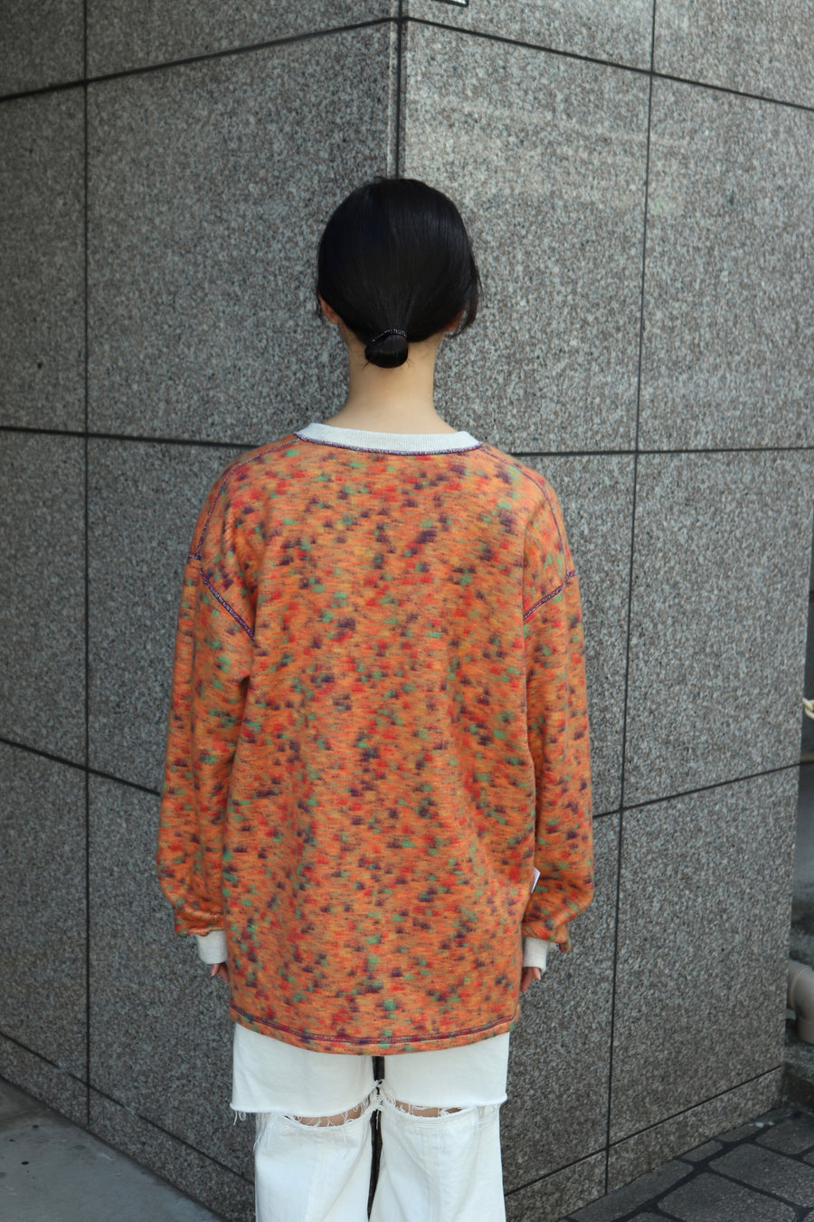 kotohayokozawa  REVERSIBLE SLIT-NECK PULLOVER(ORANGE)