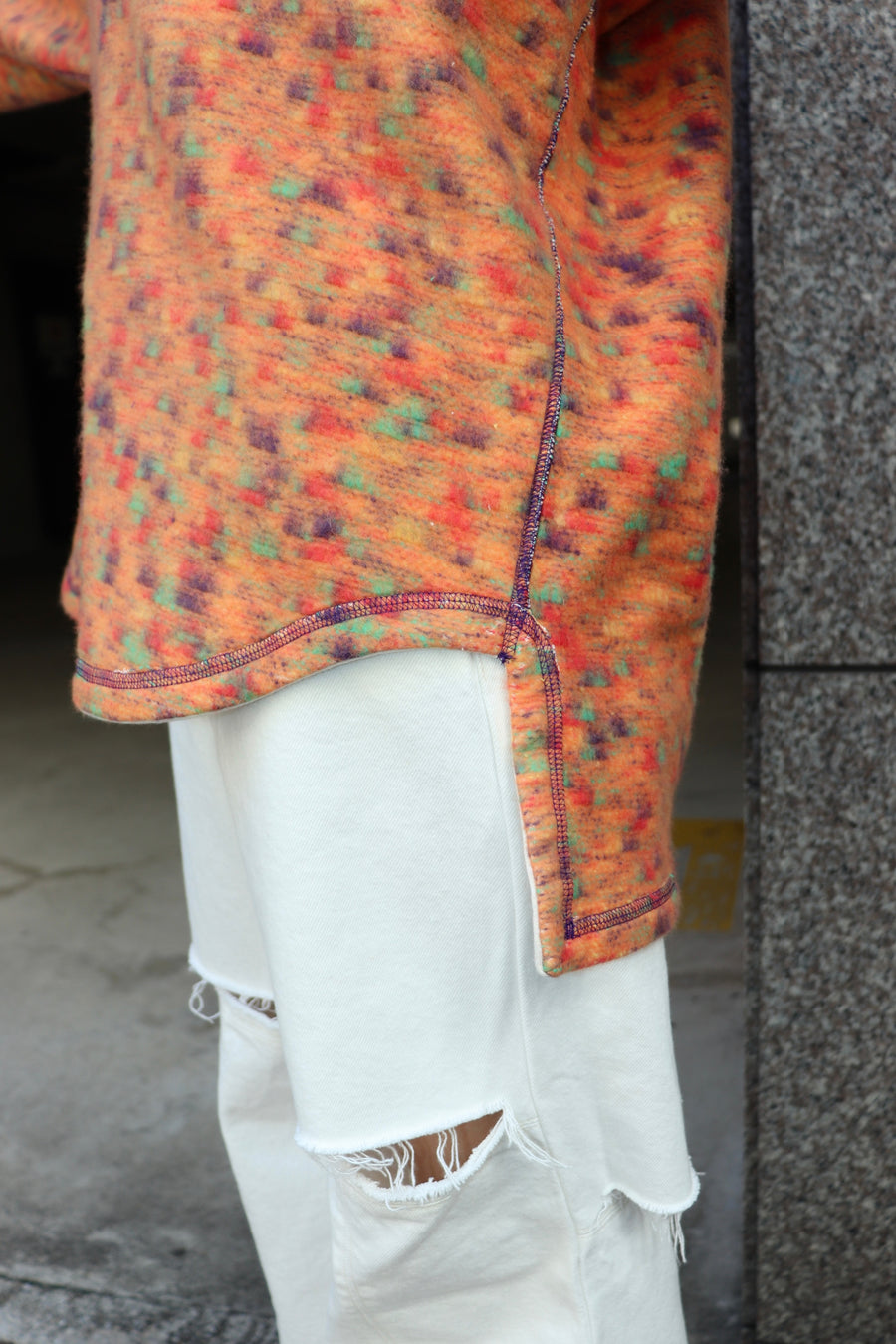 kotohayokozawa  REVERSIBLE SLIT-NECK PULLOVER(ORANGE)