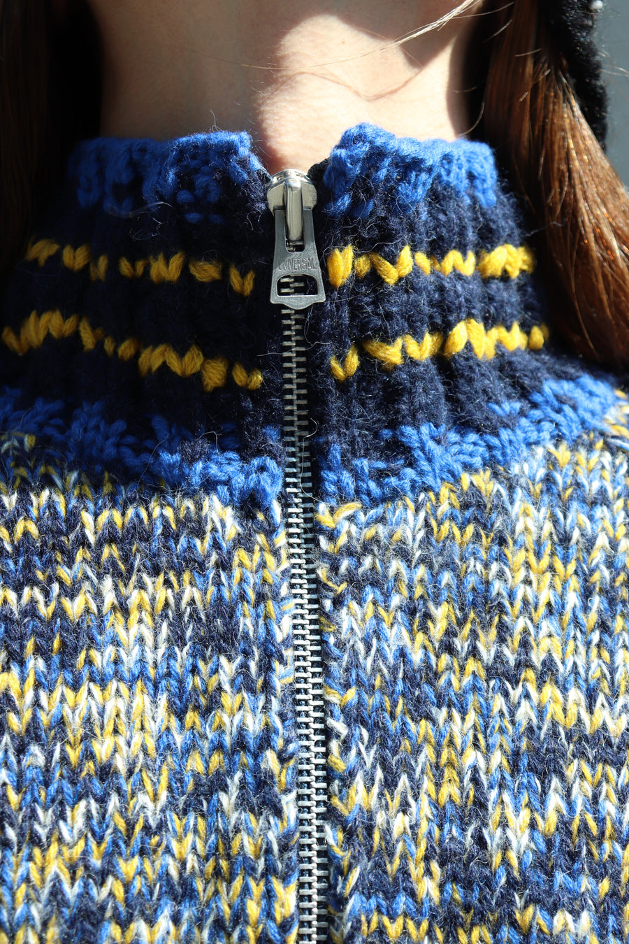 fluss  hand knit track jacket(NAVY MIX)