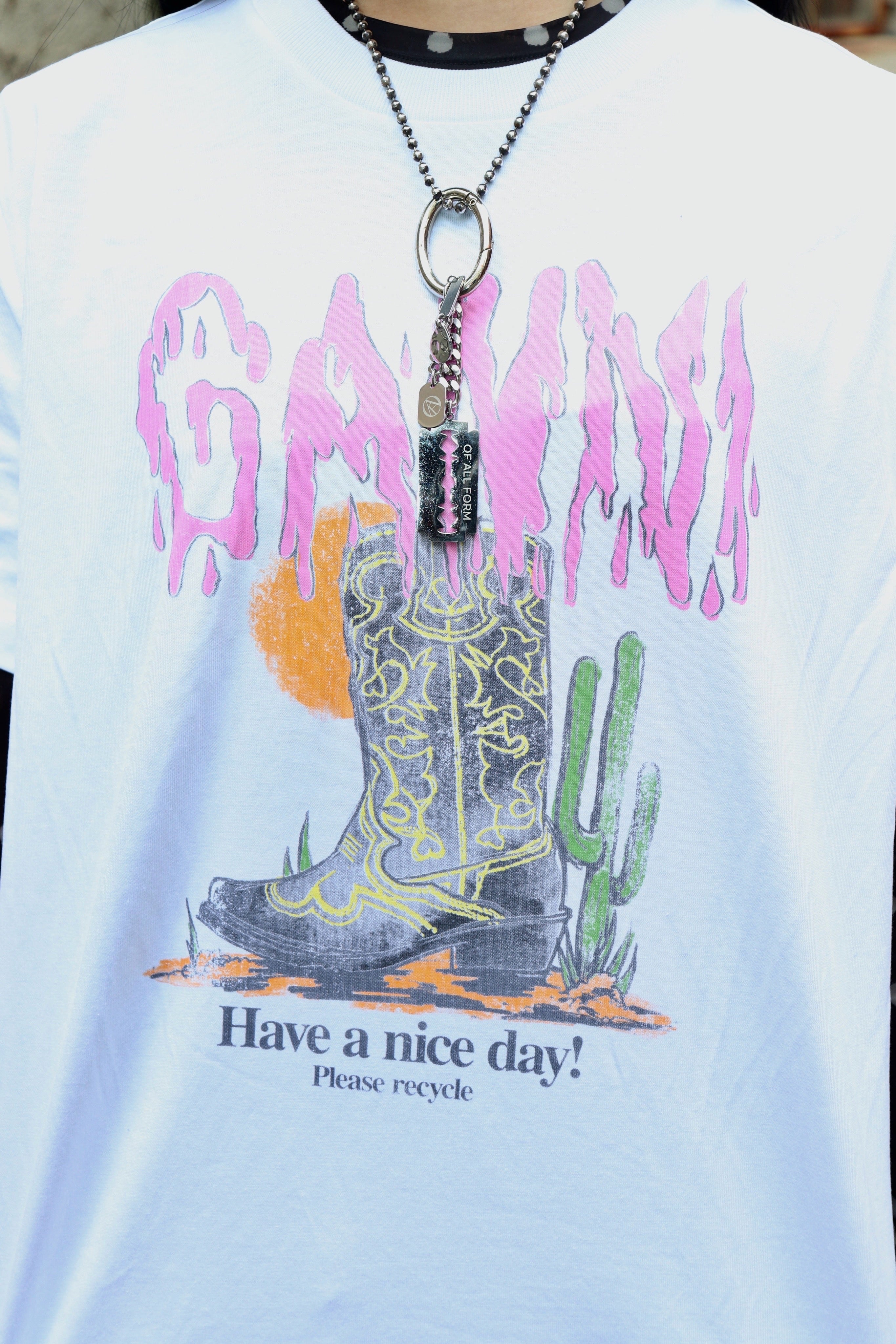 GANNI(ガニー)のBasic Cotton Jersey T-shirt Boots Printの通販 