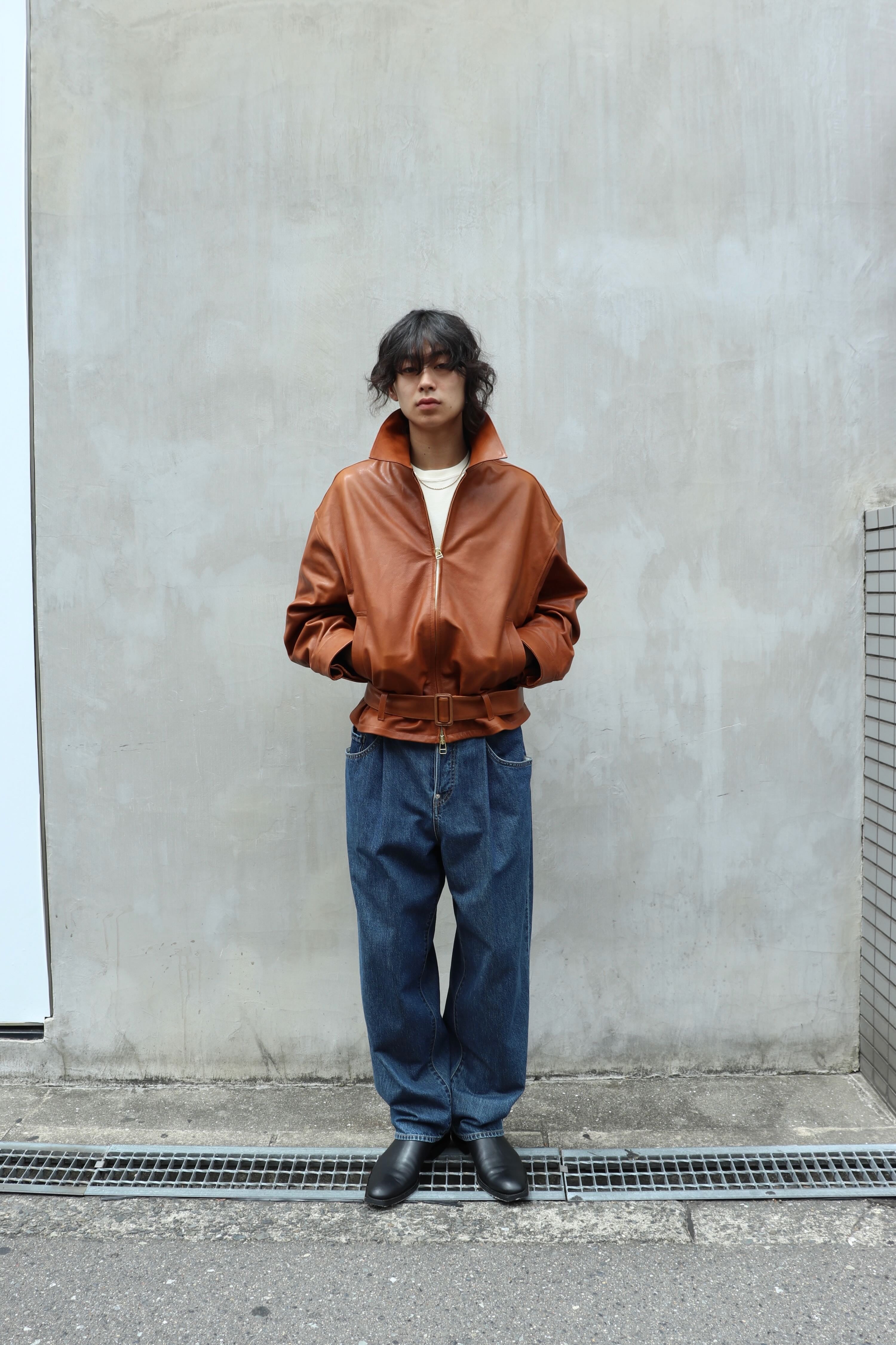 SOSHIOTSUKI(ソウシオオツキ)のOILED LEATHER BLOUSON CAMELの通販 
