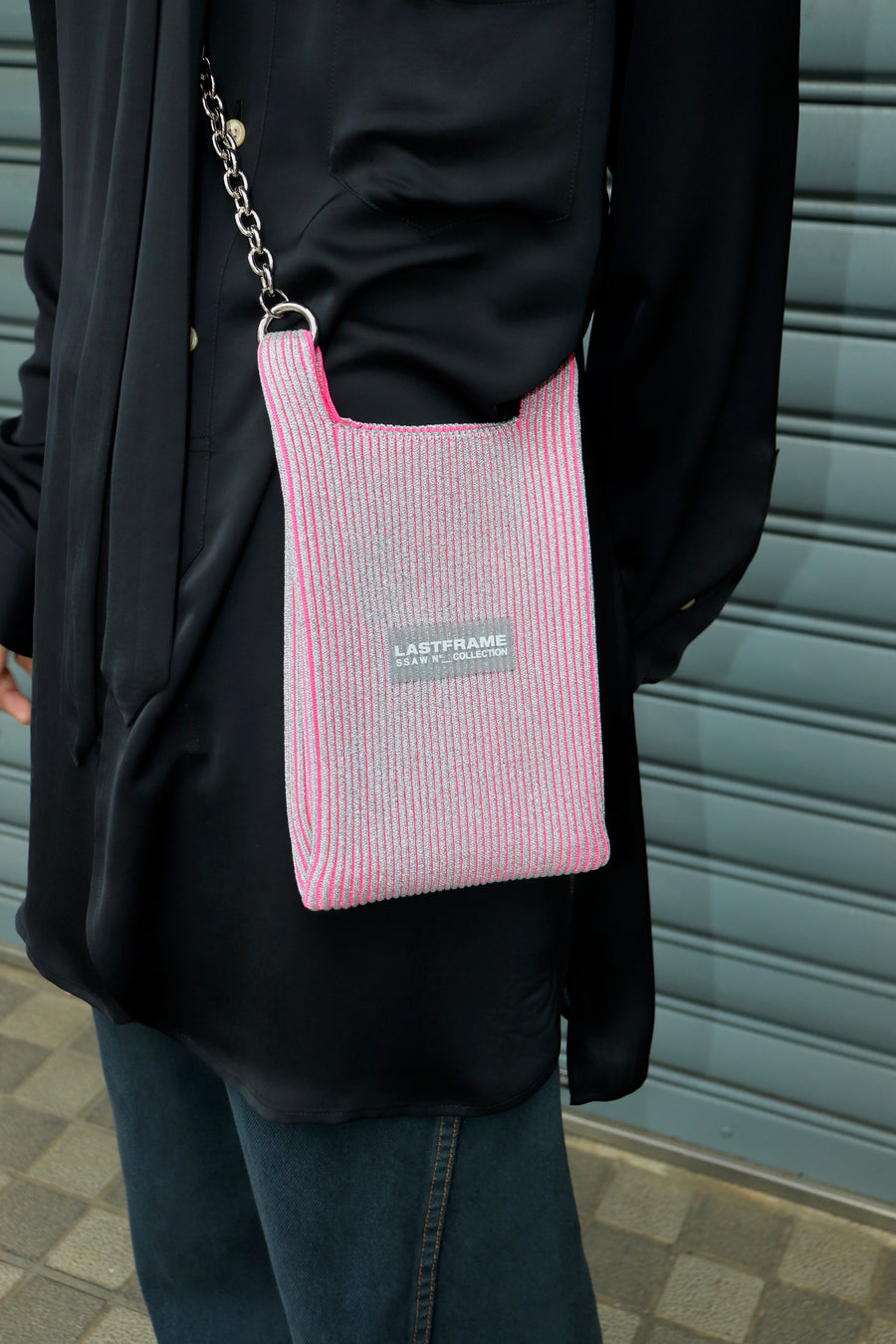 LASTFRAME  KYOTO METALLIC MARKET BAG MINI(SILVER NEON PINK)
